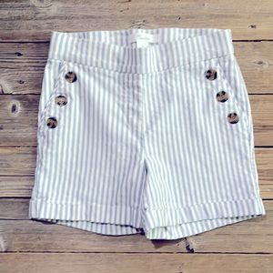 Blue and white striped shorts